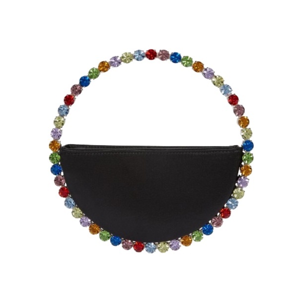 L'Aligni Handbags - L’ALIGNI Eternity Rainbow Crystal Top Handle Bag-Black Rainbow